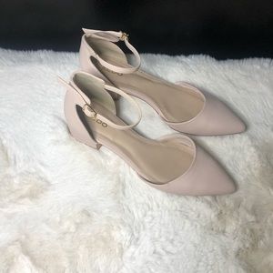Blush Pointed Toe Shoes, With Small Heel